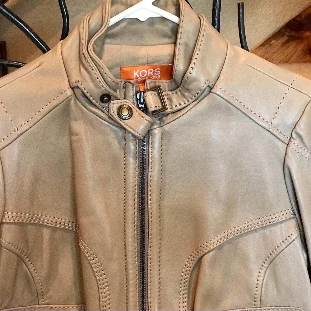 Michael Kors Leather Motorcycle Jacket Medium - Picture 2 of 4